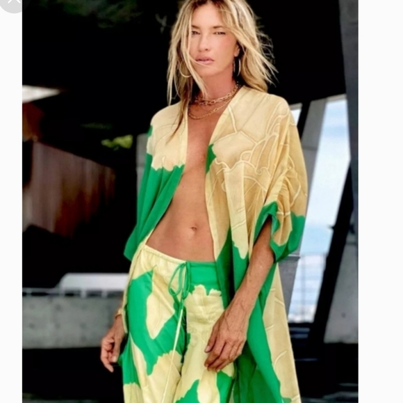 ❤️NWT SET of Boho Tropical Print Pants & Kimono Duster Beach Cov… - Picture 11 of 16